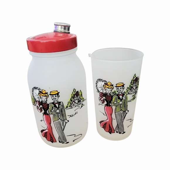Hazel-Atlas Other - Vintage 50's MCM Gay Fad Hazel Atlas Cocktail Shaker & Stir Glass Set